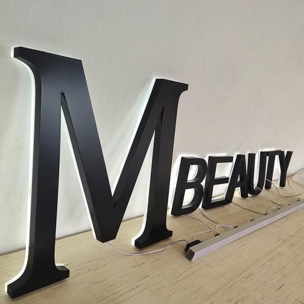 Black Brushed Metal Sign Outdoor Large LED Backlit Letter Sign Company Logo Name 3D for Business Indoor Sale