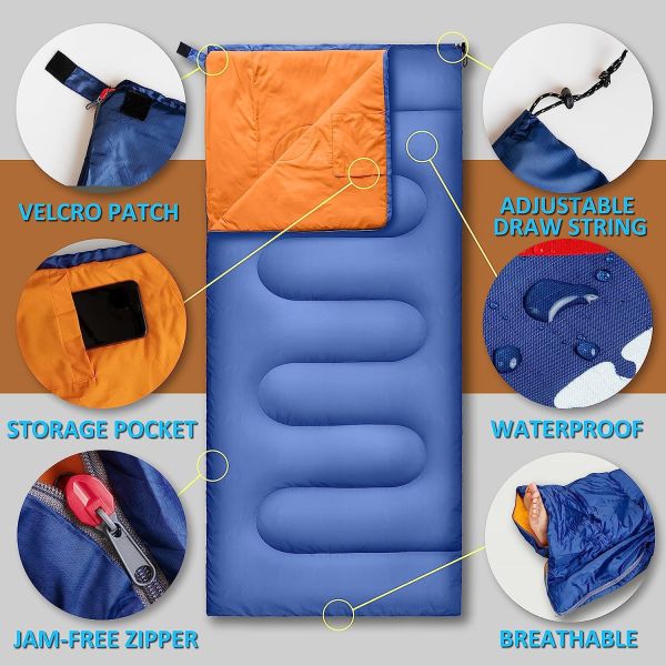 Ultralight Sleeping Bag, Backpacking Sleeping Bag for Adults Youth - Compact Lightweight Waterproof - 3 Season Cool