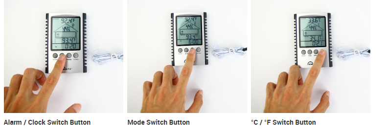12 месяца часов индикатора прессформы метеорологической станции термометра времени работы от батарей крытых на открытом воздухе