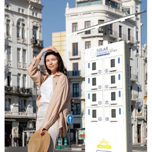 Solar Powered Mobile Charging Locker Off-grid phone charging kiosk  station outdoor