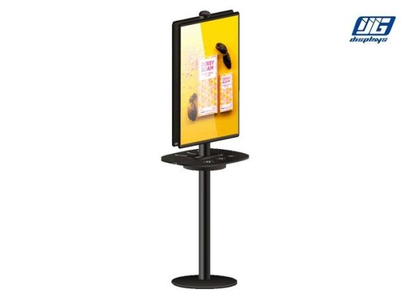 Round Base Commercial Phone Charging Station Double Sided Wide Display Angle Black Frame