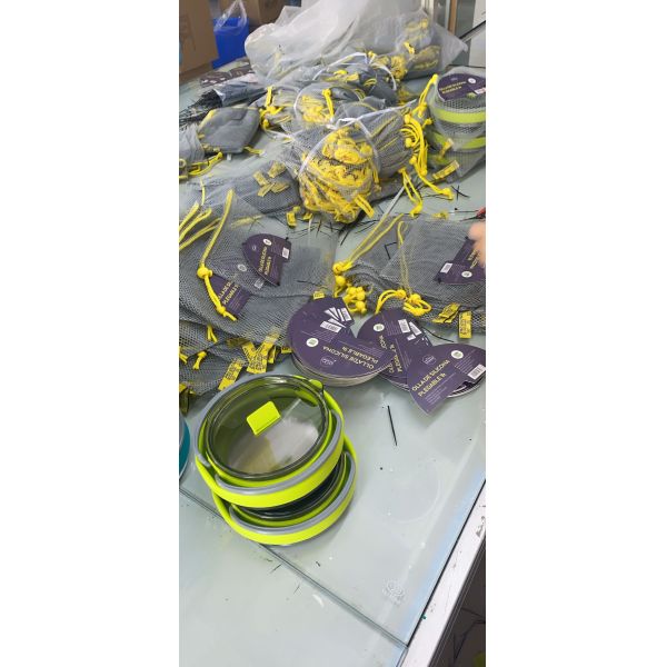 1.0L SS Bottom Silicone Collapsible Cooking Pot For Camping