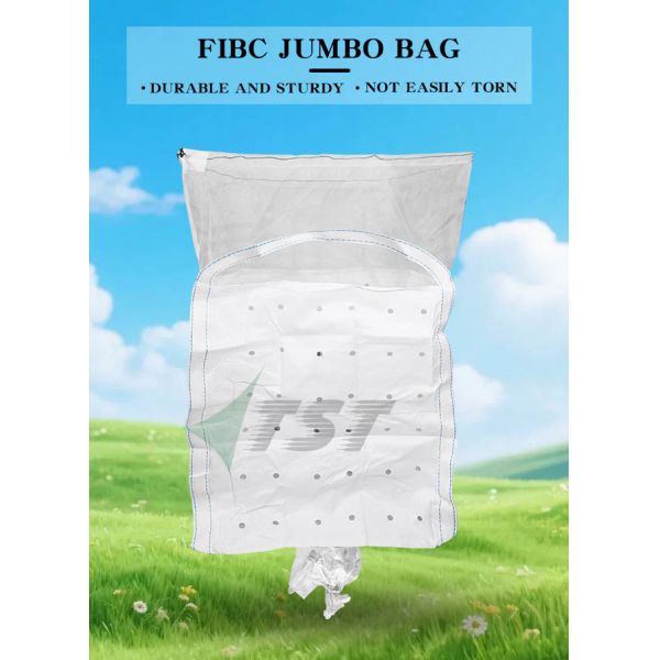 Premium Perforated Potato Jumbo Bags Fibc With Discharge Spout For Harvest