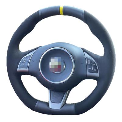 Custom Hand Sewing Black Leather Suede Steering Wheel Cover for Fiat Abarth 500 500C 595 595C GQ S 500C S Linea 2009 2016