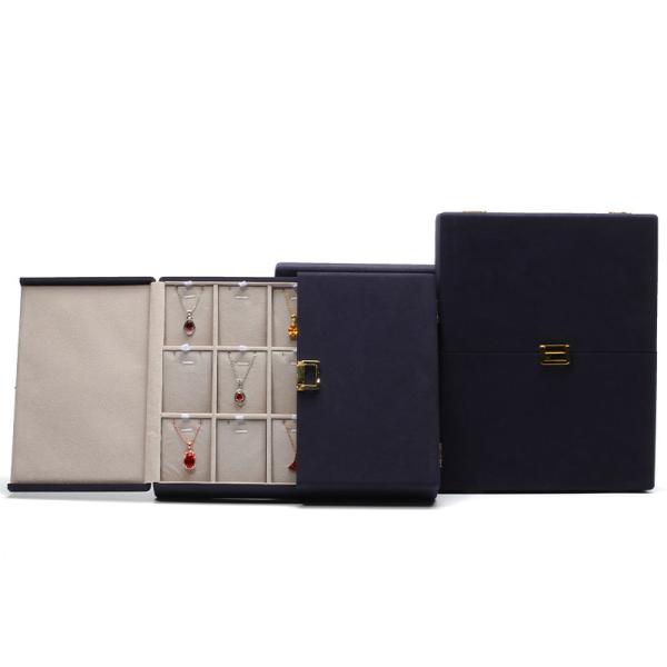 Blue Microfiber Leather Jewelry Gift Boxes Custom Jewelry Packaging 29x23x5cm