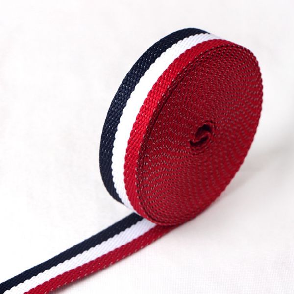 Double Face Style Tricolor Weaving Ribbon for Recycled Tricolor Holiday Nylon