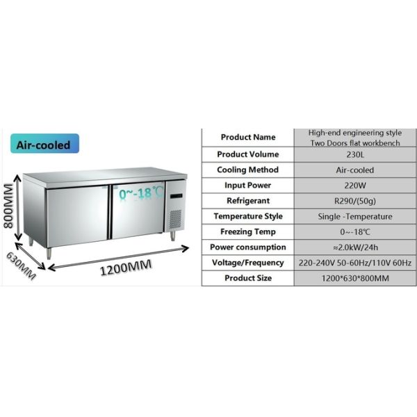 Thermal Insulation 2 Door Commercial Freezer Eco Friendly Commercial Kitchen Fridge Freezer