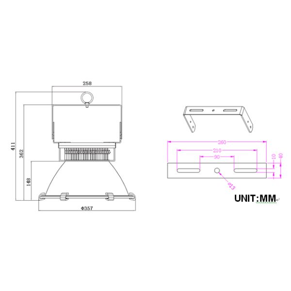 PF >0.95 Outdoor High Bay Light IP65 Led Highbay Light / Lamp Energy Saving 25D