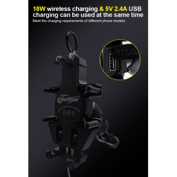 15W Motorcycle Wireless Charger Mount