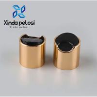 Preço de fábrica tampas de garrafas de cosméticos ouro brilhante tampas de imprensa de alumínio distribuindo suave