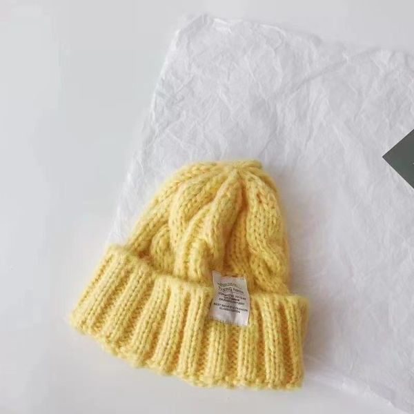 Customized Logo Solid Color Japanese Twist Knitted Hat for Autumn and Winter Students