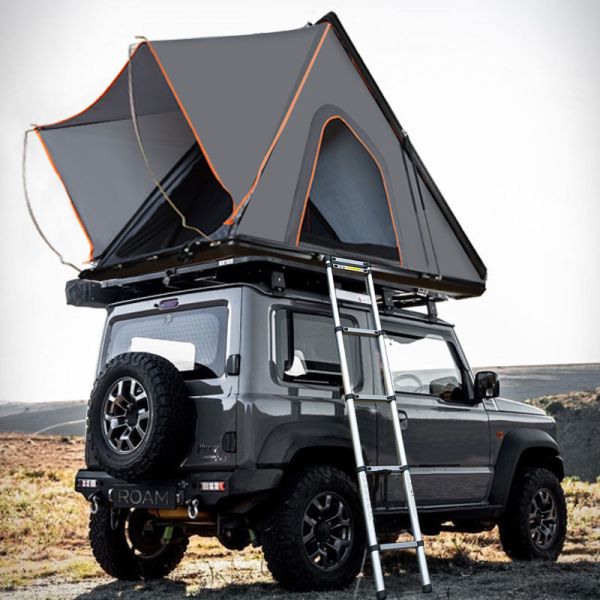 4-Person Aluminum Triangle Clamshell Roof Top Tent with Ladder Hard Shell Car Rooftop Camping Tent for 4x4 Offroad
