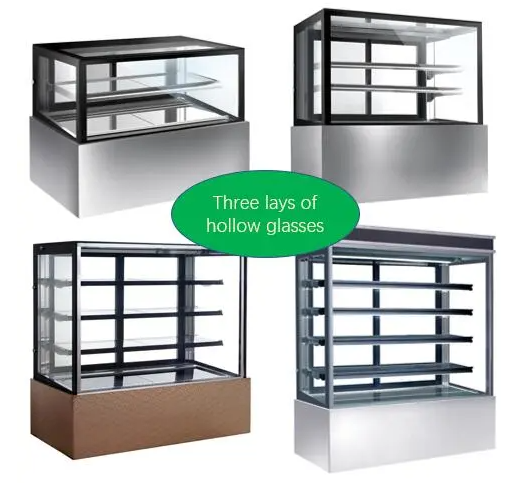5ft Square Refrigerated Pastry Showcase , Glass Door Cake Display Fridge