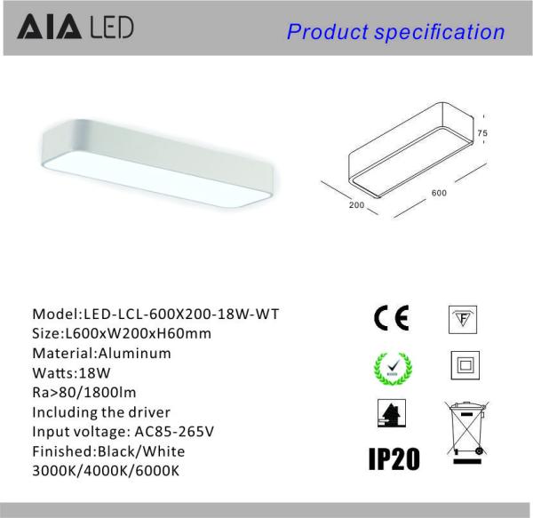 18W hot sale 600mm ceiling mounted office ceiling lighting for eating house