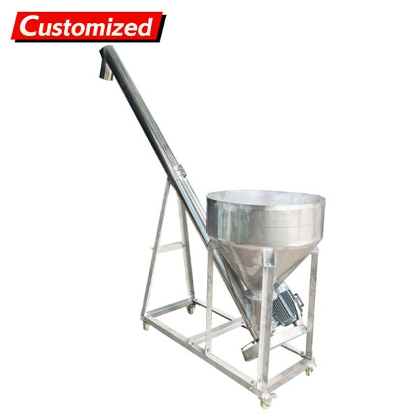 Customized Stainless Steel Screw Conveyor with Hopper for Food Grade Material Handling