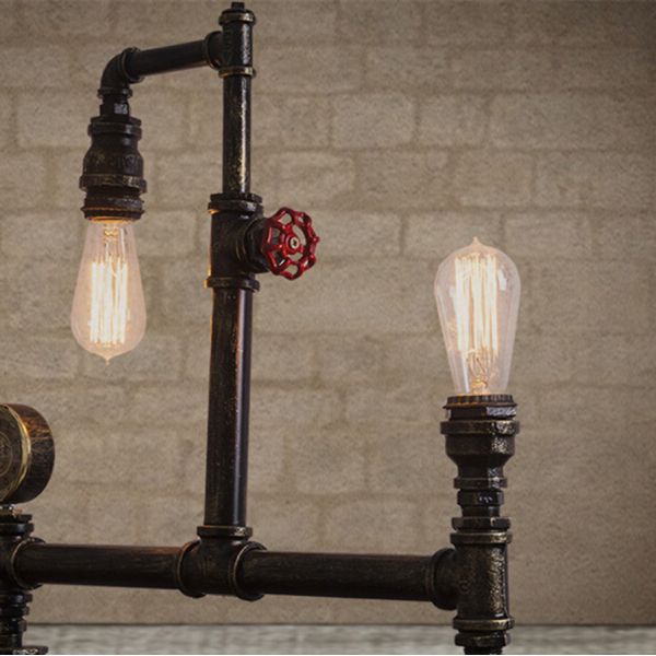 Industrial vintage light black silver copper rustic industrial bedside table lamp(WH-VTB-31)