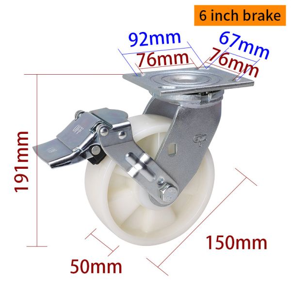6 Inch Heavy Duty Swivel Casters 420kg Plate TPU 150mm Caster Wheels