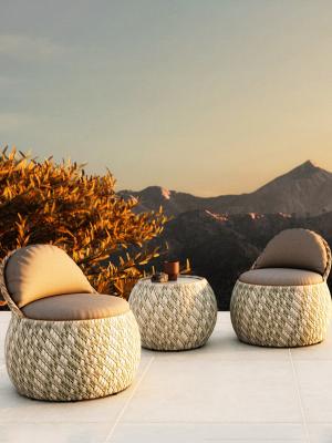 Nordic Simple Patio Courtyard PE Rattan Aluminum Sofa And Table Set