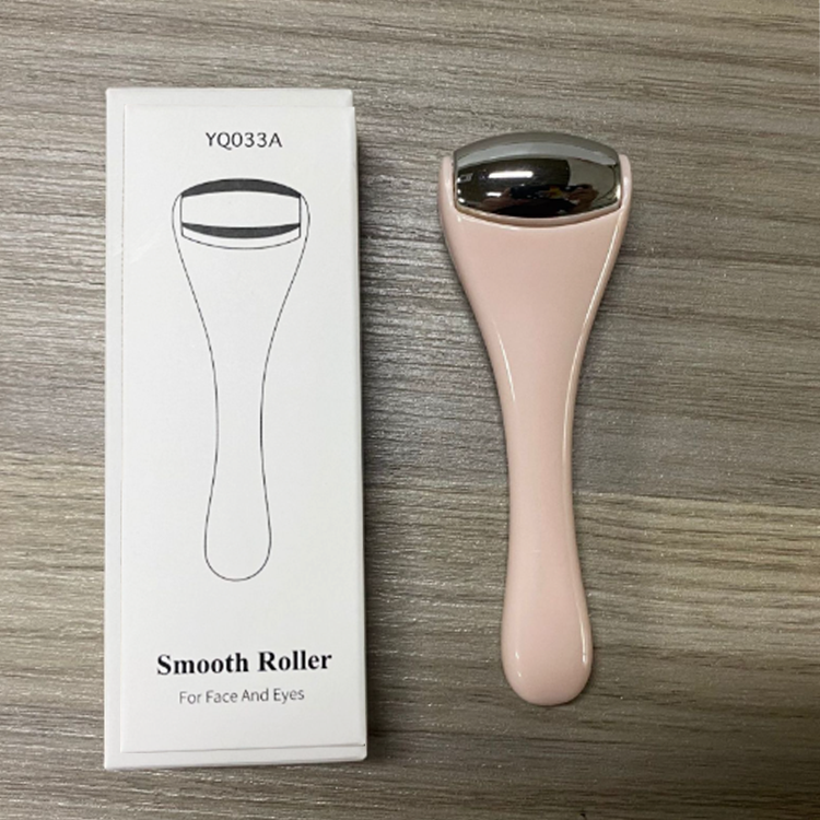 Stainless Steel Handheld Pink Face Ice Roller for Anti-Wrinkle and Eye Relief Massage