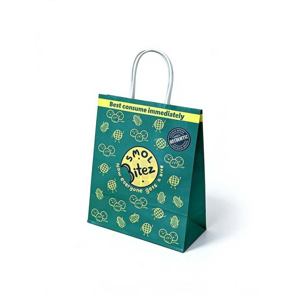 Custom Printed Paper Takeaway Bags Green Paper Bags With Handles