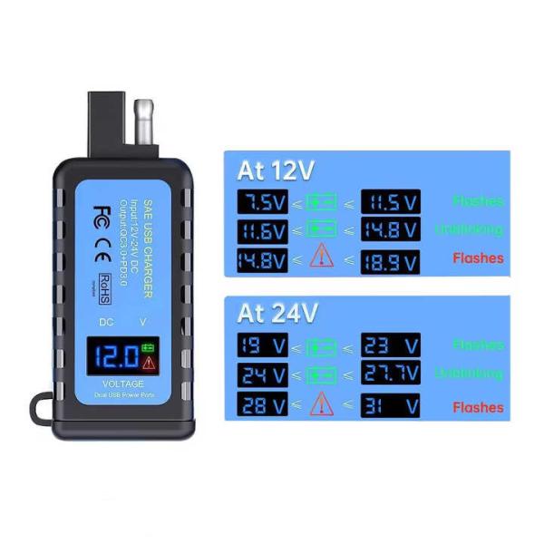 36W QC3.0 SAE Dual USB Motorcycle Iphone Charger With Switch 12-24V