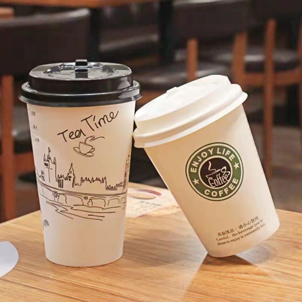 ODM 600ml Paper Boba tea Cups Disposable Hot Beverage Cup