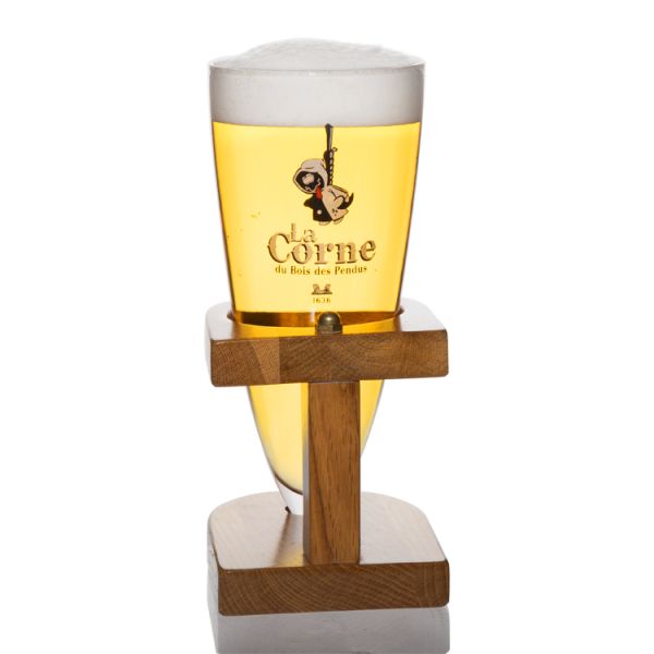 Horn Shaped Promotional Drinking Glasses , 20 Oz Highball Glasses With Wood Stand