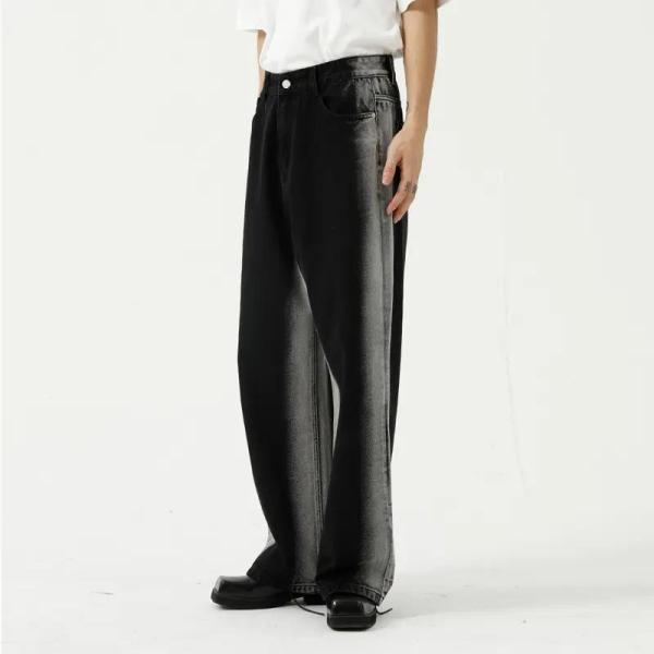                  Wholesale Custom Streetwear Designer Blank Baggy Distressed Vintage Jeans Stacked Flare Denim Pants Men             