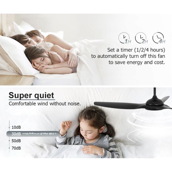 Design simples 6 velocidade controle remoto Ventilador de teto preto sem luz 1stshine OEM