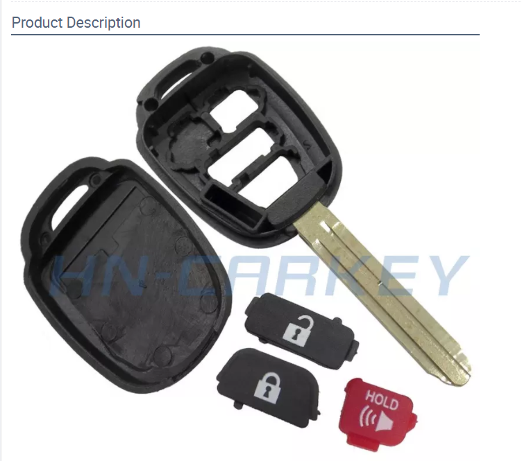 Remote car key shell case with 2+1button uncut blade key