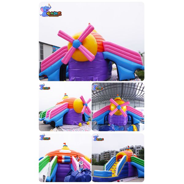450kg Huge Blow Up Backyard Inflatable Water Slide Aircraft Theme