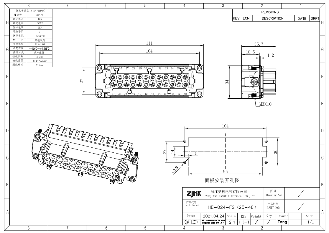48 Pos Cage Clamp Heavy Duty Connector