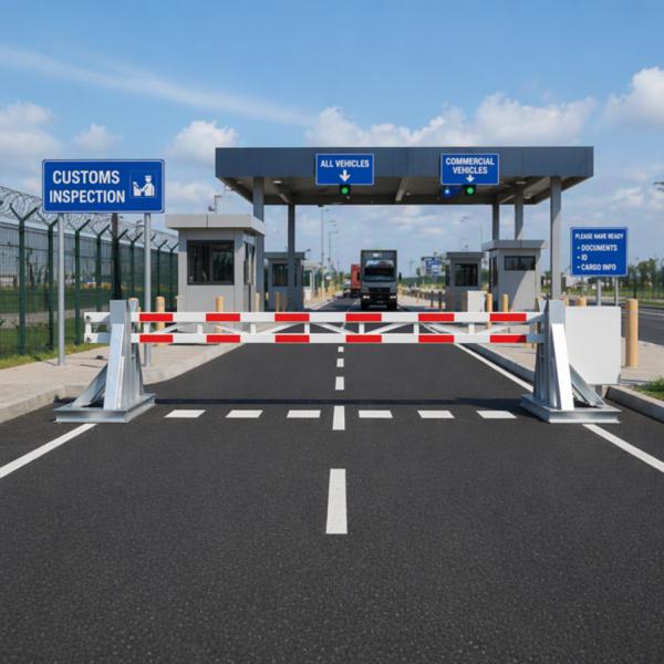 No entry, parking lane gate, a genuine anti-vehicle ramming gate