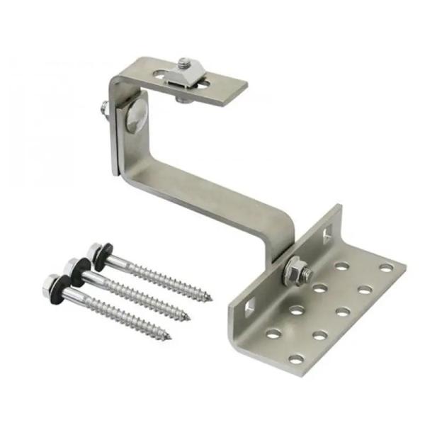 Polished Stainless Steel Adjustable Solar Roof Hooks Screw Installation