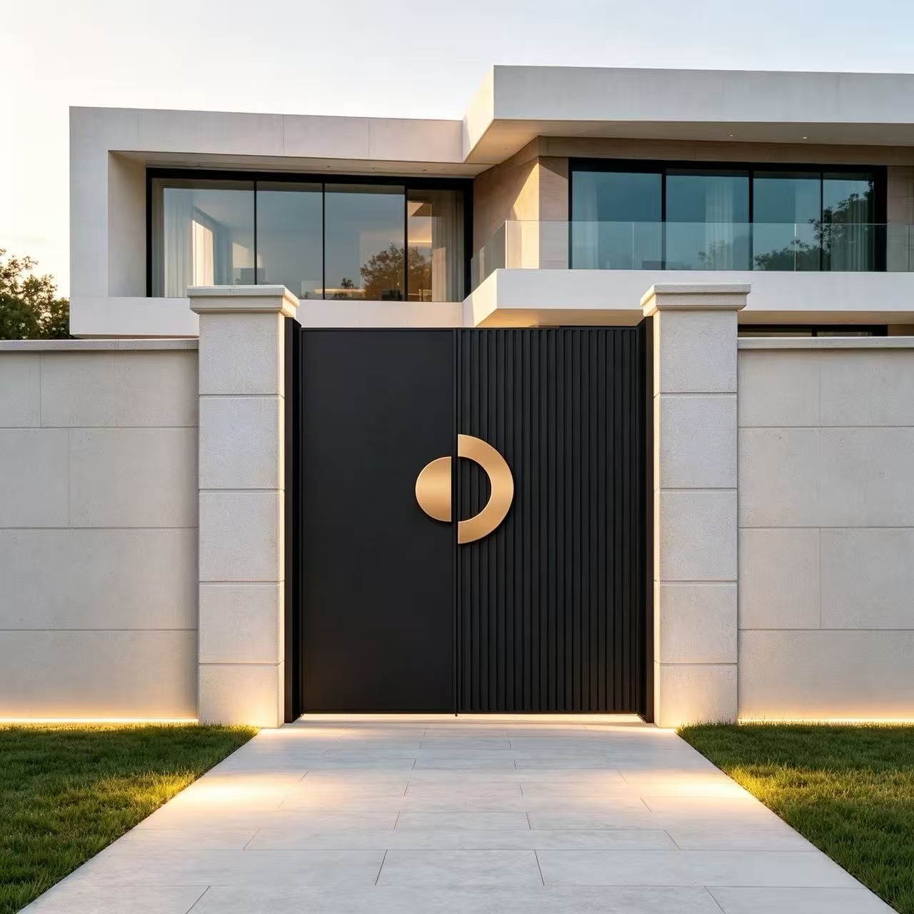 Modern Minimalist T6-T5 Aviation-grade Aluminum Alloy Courtyard Gate with Custom Size and Electric Control for Villa Gardens