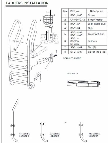 5 Steps 1.35mm Stainless Steel Swimming Pool Ladder