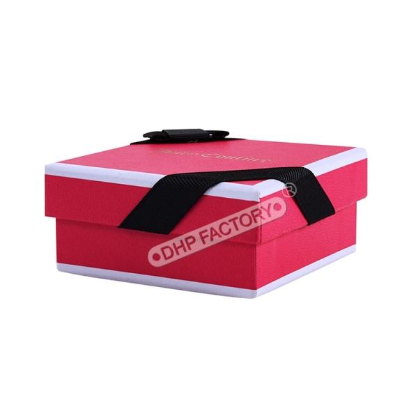 2 Piece Custom Paper Jewelry Boxes  Cardboard Jewelry Boxes With Black Ribbon
