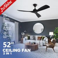 Ventilador de techo inteligente con motor de corriente continua de alta velocidad en negro de 6 velocidades