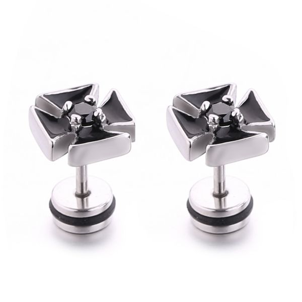 Hot Sale Black round stainless steel stud earring unique stud earrings