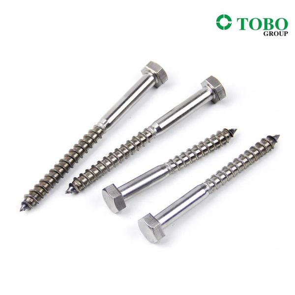 DIN571 Stainless Steel SS304 SS316 Hex Head Wooden Screw With Half Thread