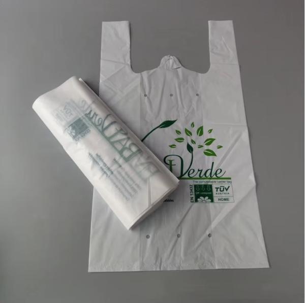 Vest Tshirt Bag Plastic Carry PLA+PBAT Compostable Shopping Carry Bags