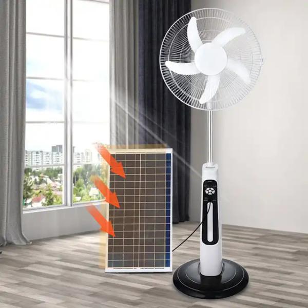 20W Solar Rechargeable Fan Built In LED Lighting 3 Speed Solar Floor Fan