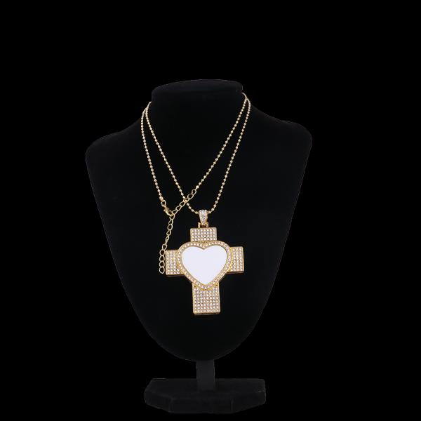 Hip Hop Men Cross Necklace Sublimation Rhinestone Necklace Jewelry Blanks