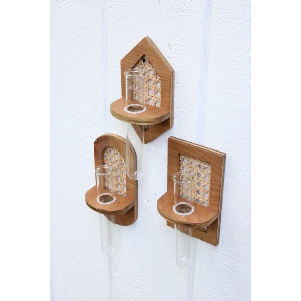 Wall Hanging Boho Hydro Planter Wall Planter with Silk-screen Printing/Burned