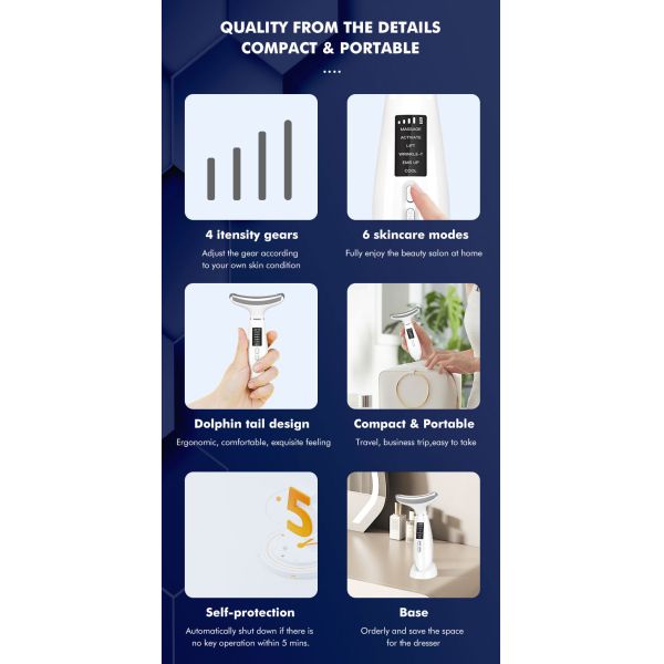 Micro-Current Heating Neck Beauty Device for Electric Massage and Wrinkle Removal