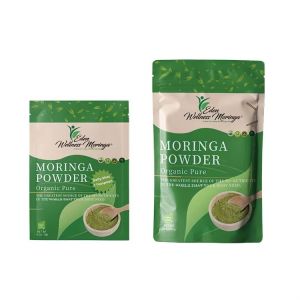 Custom Printed Moisture Proof Stand up Resealable PE Plastic Pouches Zipper Top Custom Logo for Organic Moringa Powder Packaging