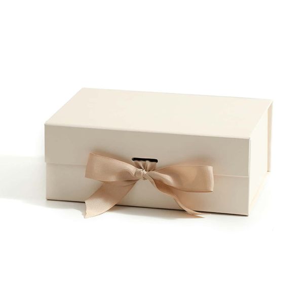 Ivory Foldable Gift Boxes Cosmetic Custom Logo  Flip Top Magnetic Box