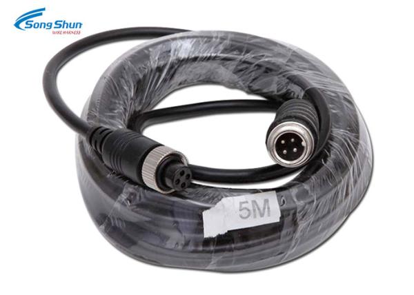 Metal Screw Type Male Female Power Cord Extension Cable , 4 Pin Plug Waterproof Extension Cable