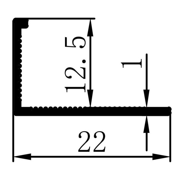 L Shape Aluminum Tile Trim 12.5mm Height 6463 Alu Material Electrophoresis