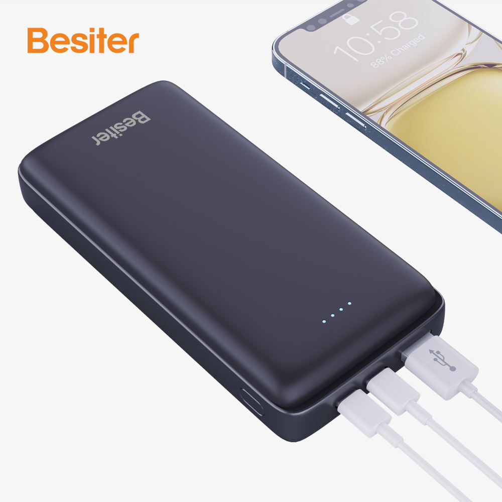 20000mAh Ultra-Thin Polymer Power Bank with Skin Touch Dual Inputs & Outputs Featuring LI-Polymer Battery Power Bank